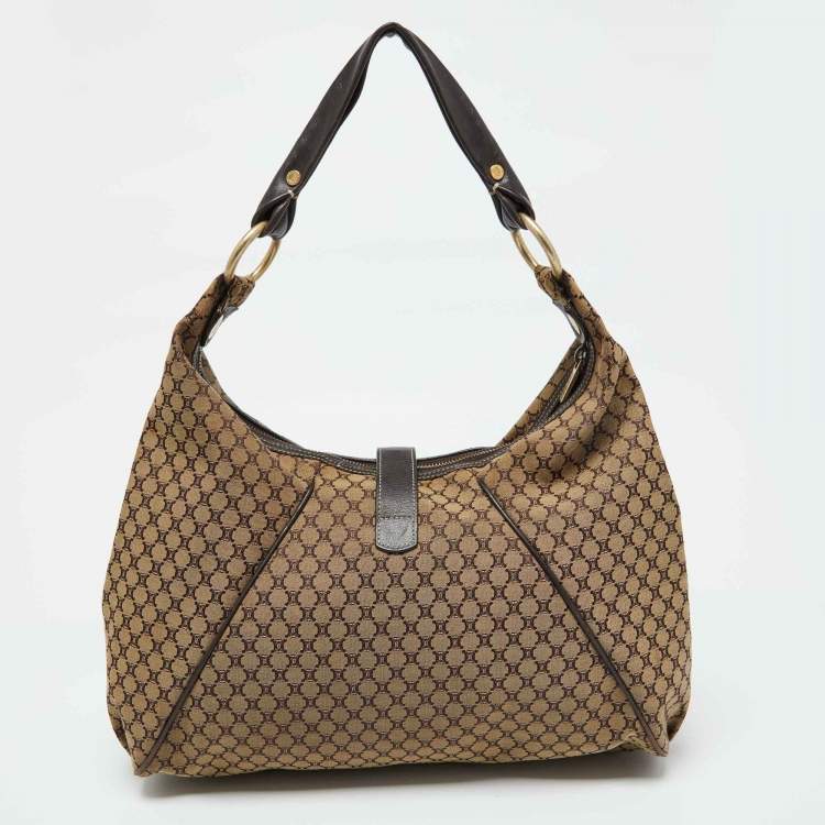 Pre Owned Celine Beige/Brown Macadam Canvas and Leather Bag