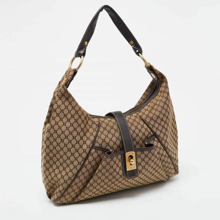 Pre Owned Celine Beige/Brown Macadam Canvas and Leather Bag