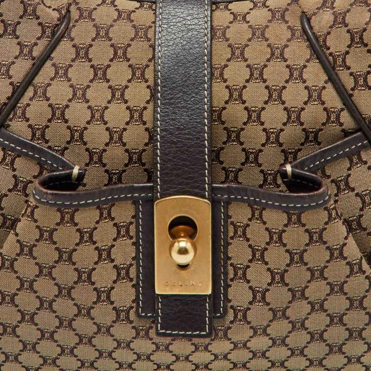 Pre Owned Celine Beige/Brown Macadam Canvas and Leather Bag