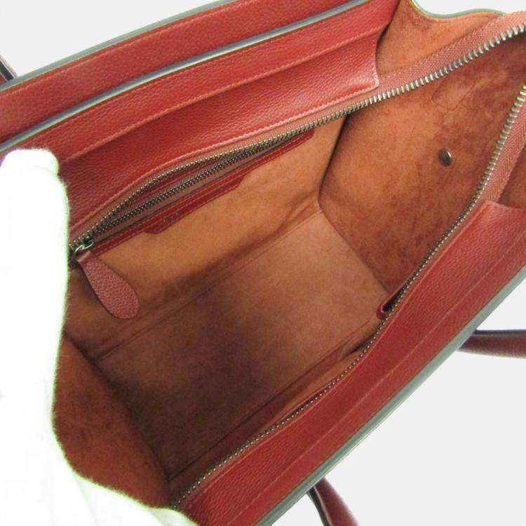 Pre Owned Celine Dark Red Leather Micro Luggage Satchel