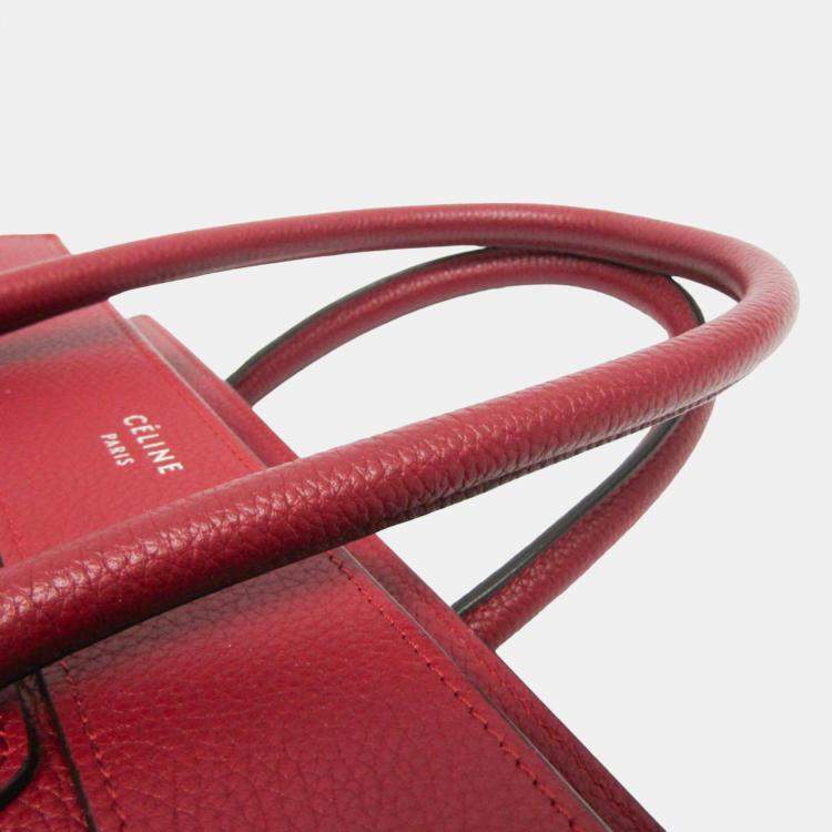 Pre Owned Celine Dark Red Leather Micro Luggage Satchel