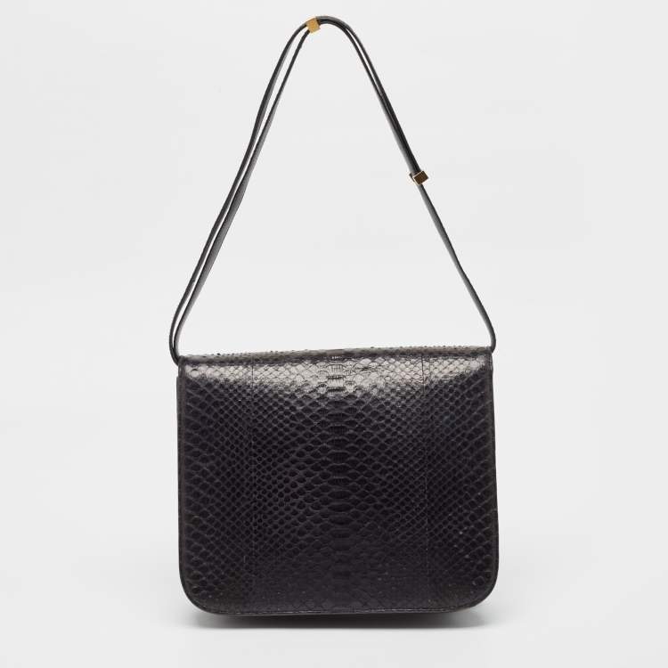 Pre Owned Celine Brown Python Large Classic Box Shoulder Bag
