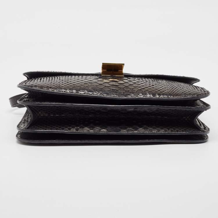 Pre Owned Celine Brown Python Large Classic Box Shoulder Bag