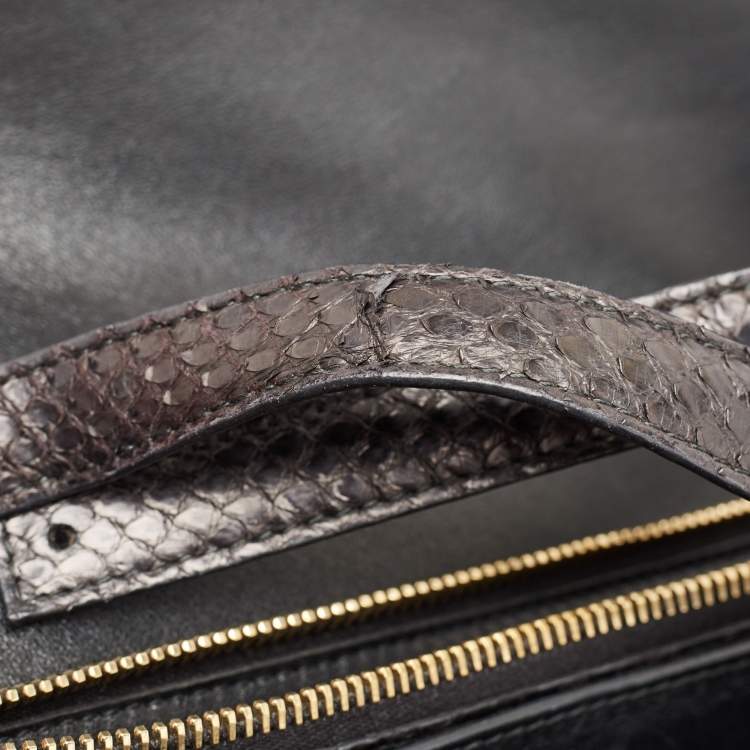 Pre Owned Celine Brown Python Large Classic Box Shoulder Bag