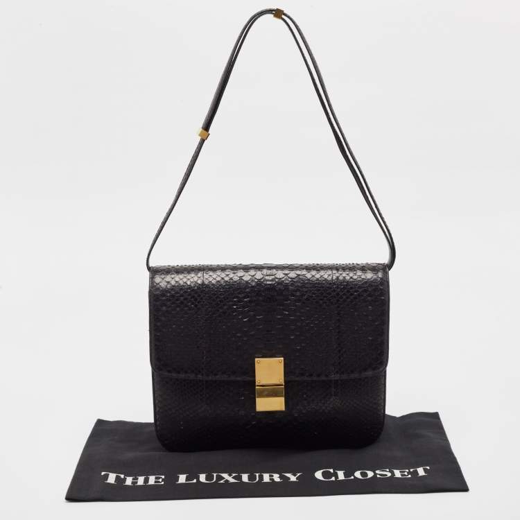 Pre Owned Celine Brown Python Large Classic Box Shoulder Bag