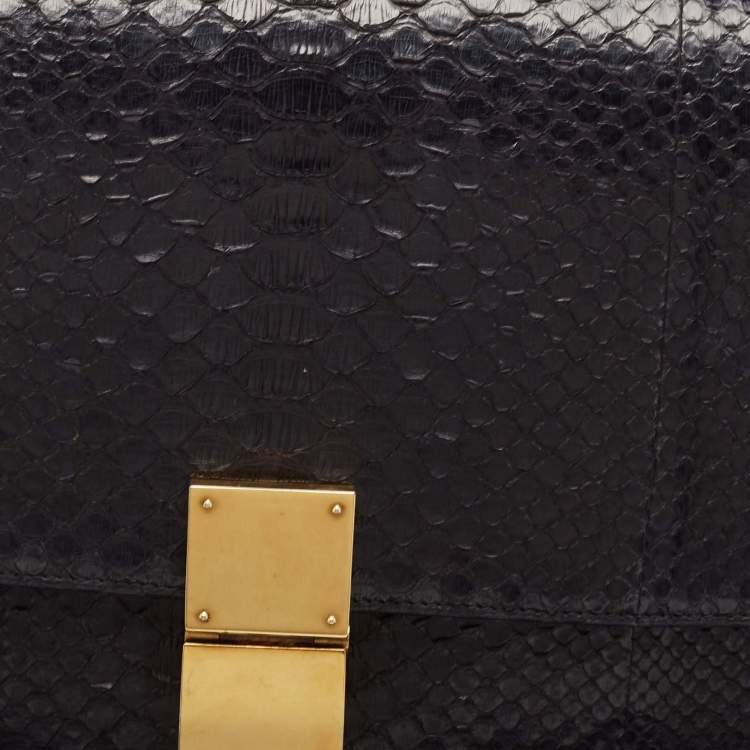 Pre Owned Celine Brown Python Large Classic Box Shoulder Bag