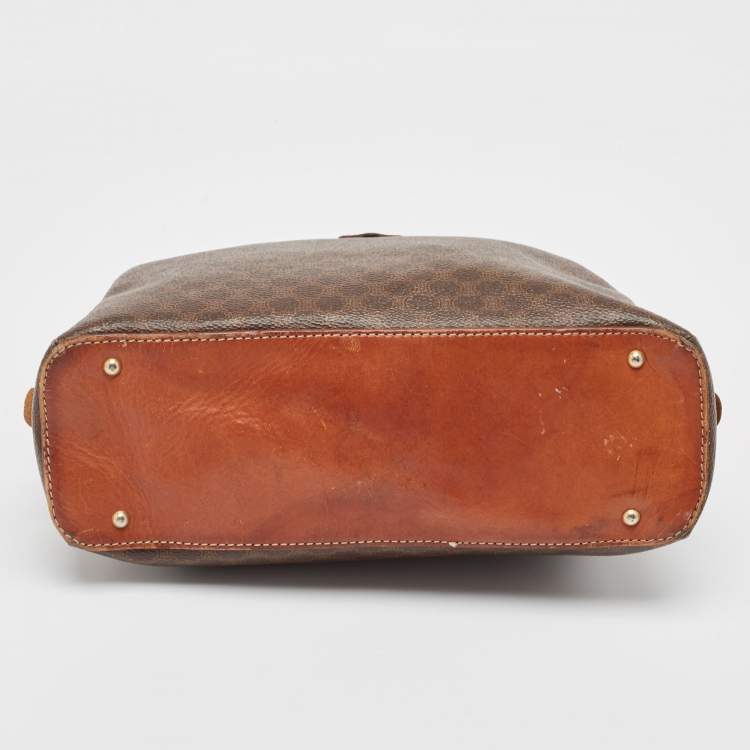 Pre Owned Celine Brown Macadam Coated Canvas and Leather Dome Satchel