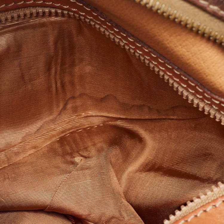 Pre Owned Celine Brown Macadam Coated Canvas and Leather Dome Satchel