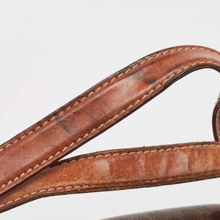 Pre Owned Celine Brown Macadam Coated Canvas and Leather Dome Satchel