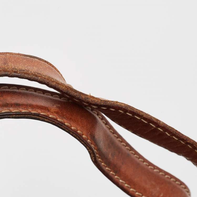 Pre Owned Celine Brown Macadam Coated Canvas and Leather Dome Satchel