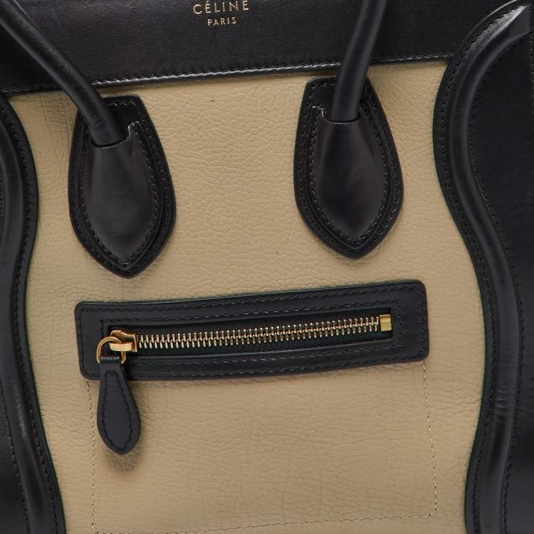 Pre Owned Celine Tri Color Leather and Suede Micro Luggage Tote