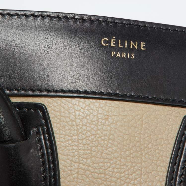 Pre Owned Celine Tri Color Leather and Suede Micro Luggage Tote