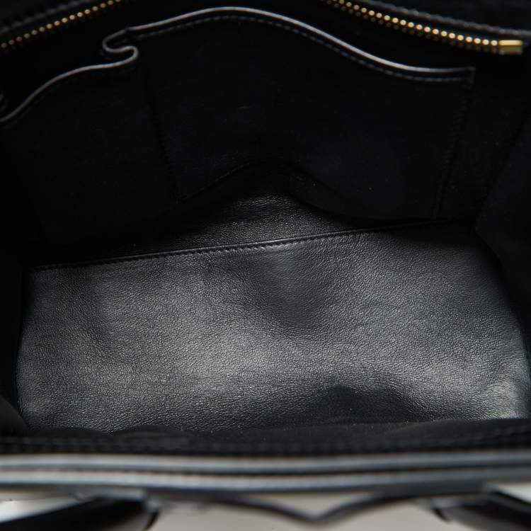Pre Owned Celine Tri Color Leather and Suede Micro Luggage Tote