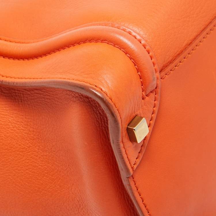 Pre Owned Celine Orange Leather Shoulder Luggage Tote
