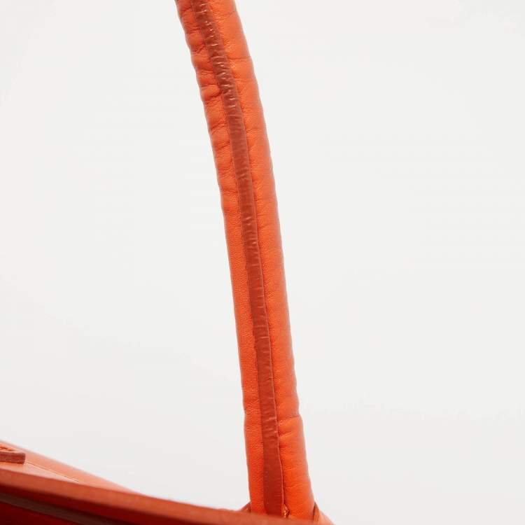 Pre Owned Celine Orange Leather Shoulder Luggage Tote