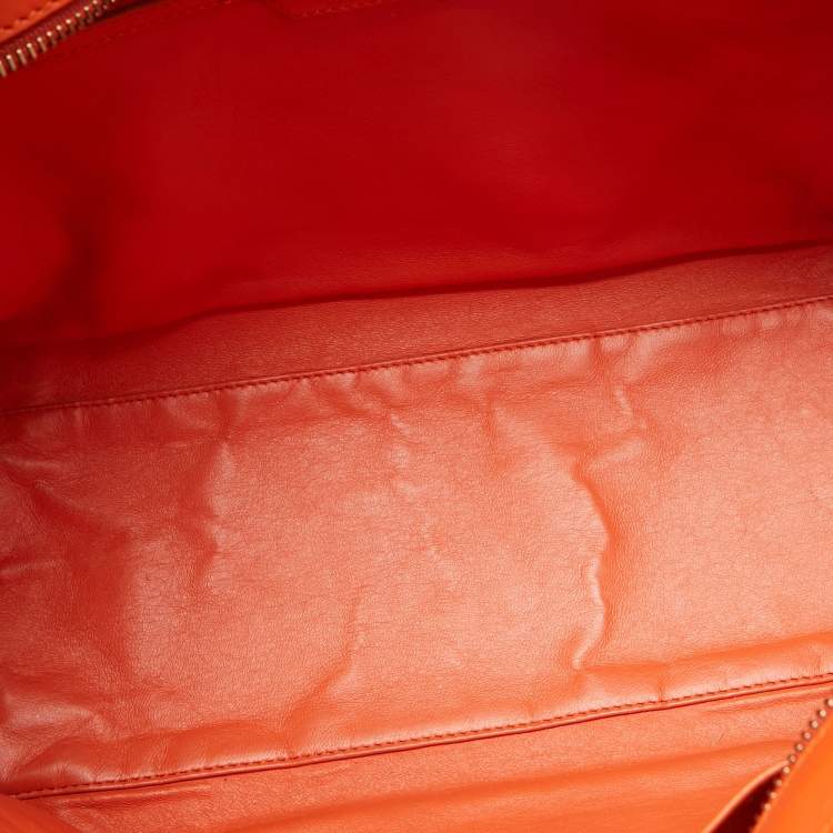 Pre Owned Celine Orange Leather Shoulder Luggage Tote