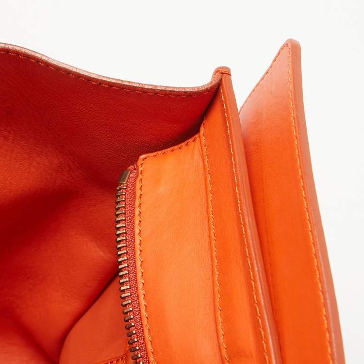 Pre Owned Celine Orange Leather Shoulder Luggage Tote