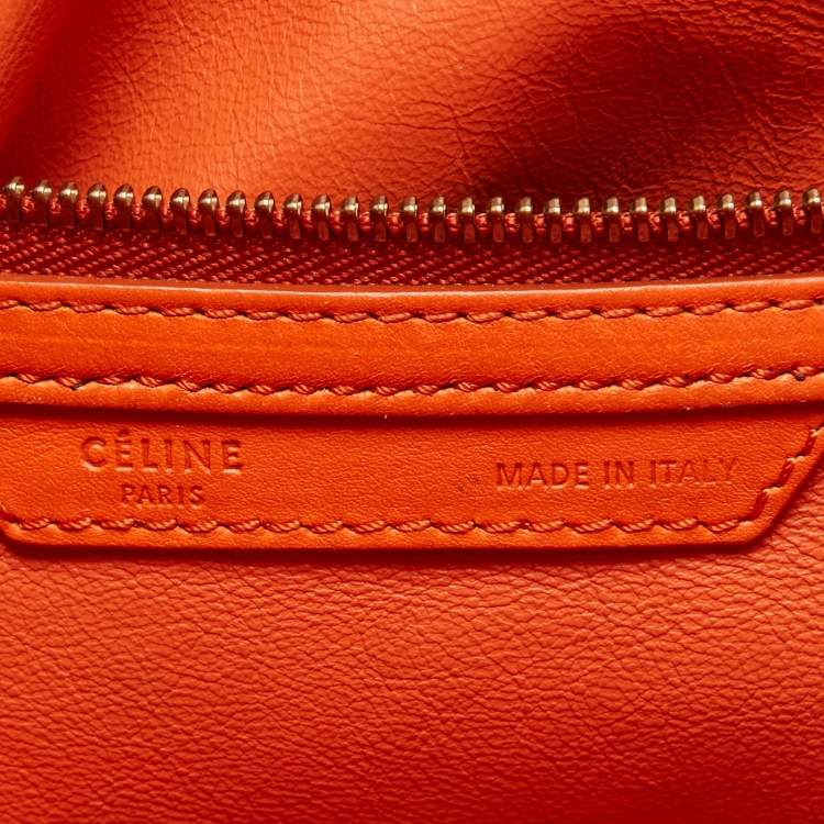 Pre Owned Celine Orange Leather Shoulder Luggage Tote