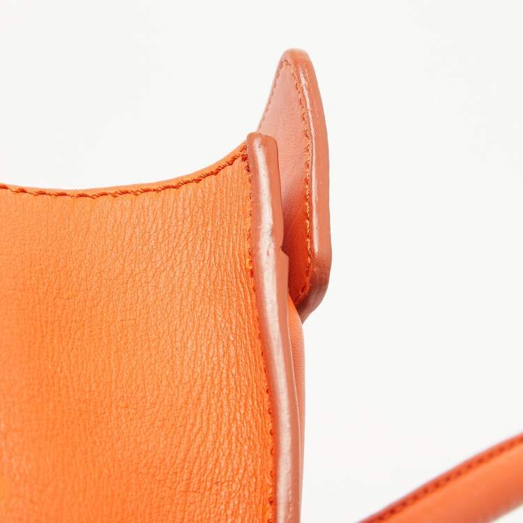 Pre Owned Celine Orange Leather Shoulder Luggage Tote