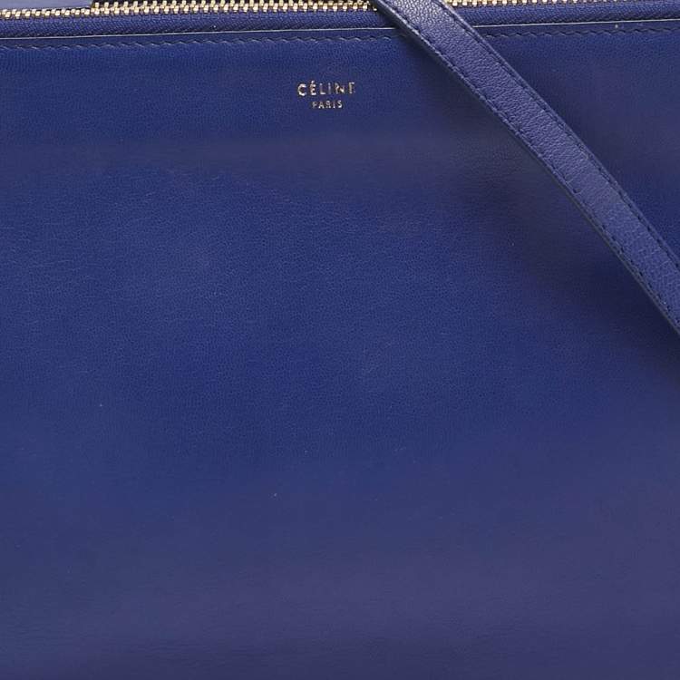Pre Owned Celine Blue Leather Large Trio Crossbody Bag
