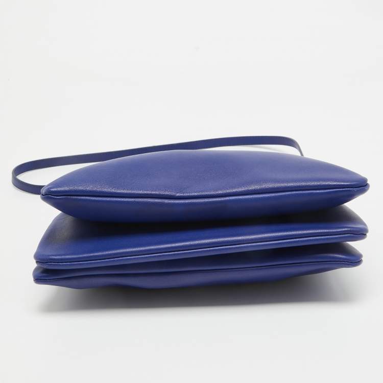 Pre Owned Celine Blue Leather Large Trio Crossbody Bag