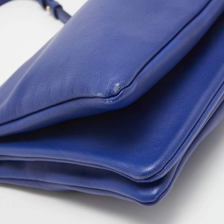 Pre Owned Celine Blue Leather Large Trio Crossbody Bag