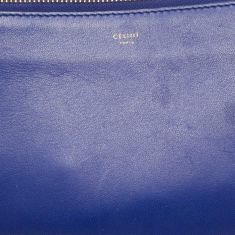 Pre Owned Celine Blue Leather Large Trio Crossbody Bag