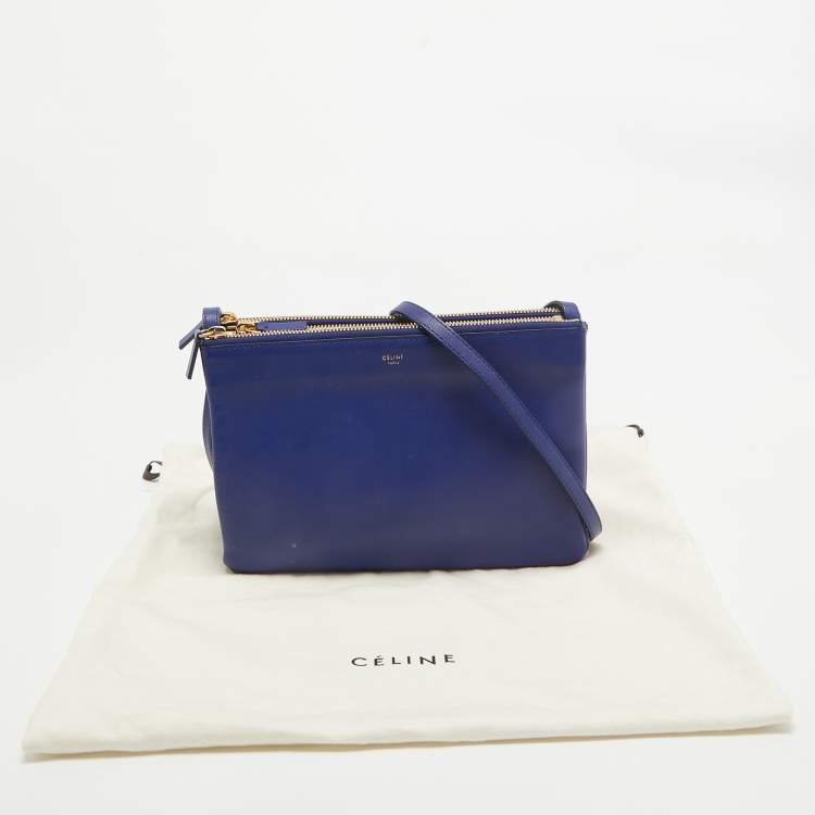 Pre Owned Celine Blue Leather Large Trio Crossbody Bag