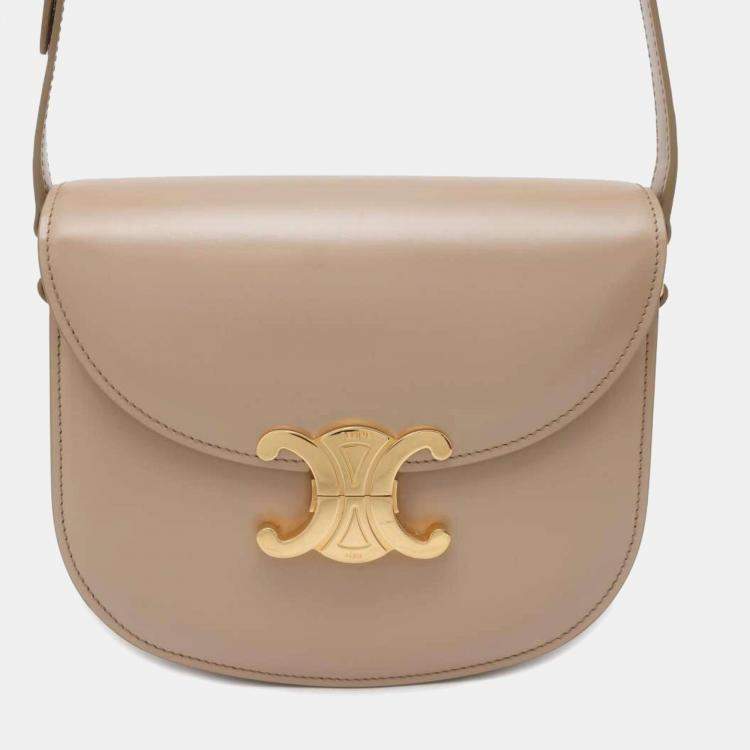 Pre Owned Celine Beige Shiny Calfskin Teen Besace Safari Shoulder Bag