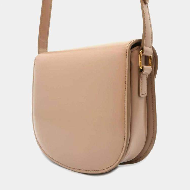 Pre Owned Celine Beige Shiny Calfskin Teen Besace Safari Shoulder Bag