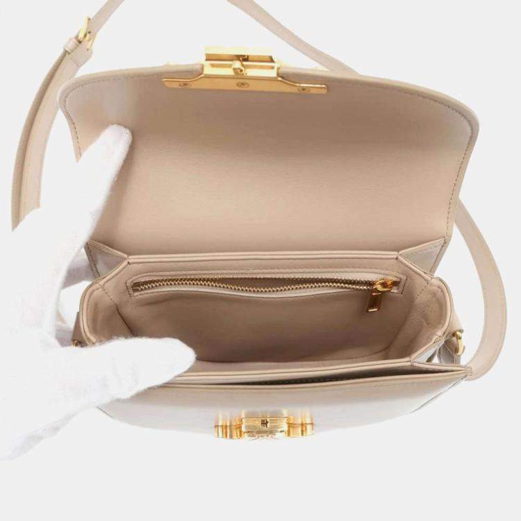 Pre Owned Celine Beige Shiny Calfskin Teen Besace Safari Shoulder Bag