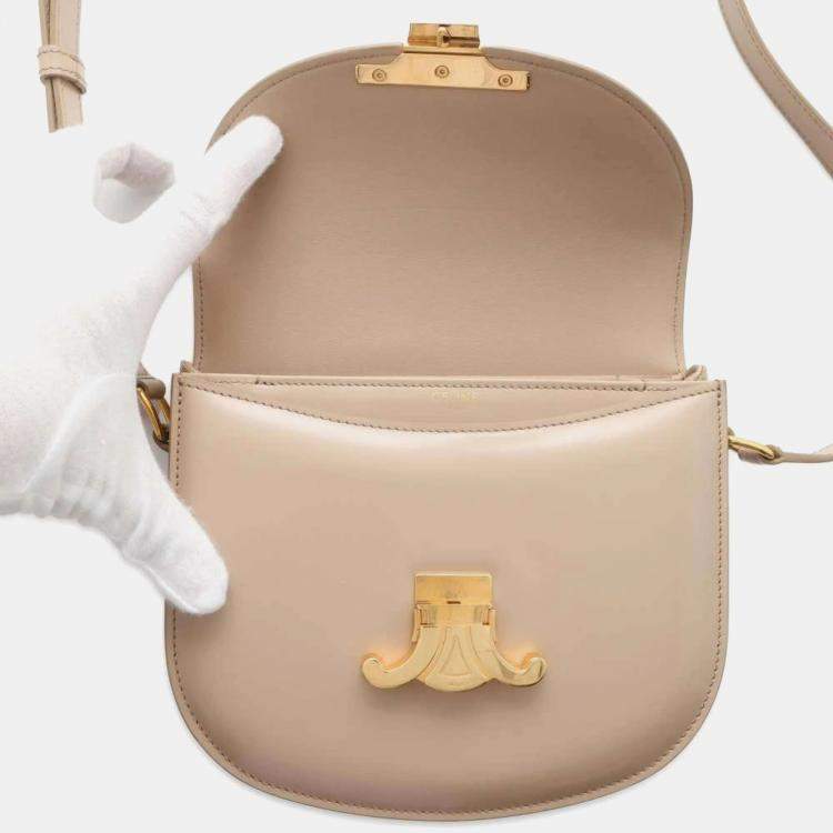 Pre Owned Celine Beige Shiny Calfskin Teen Besace Safari Shoulder Bag