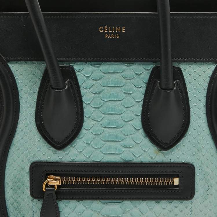 Pre Owned Celine Multicolor Leather and Python Micro Luggage Tote