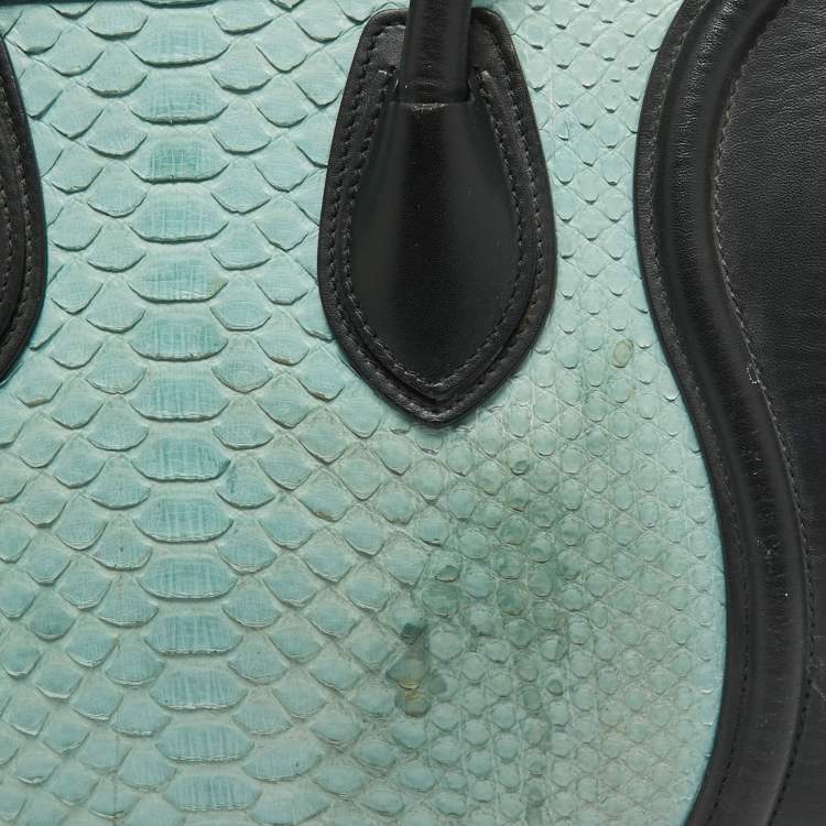 Pre Owned Celine Multicolor Leather and Python Micro Luggage Tote