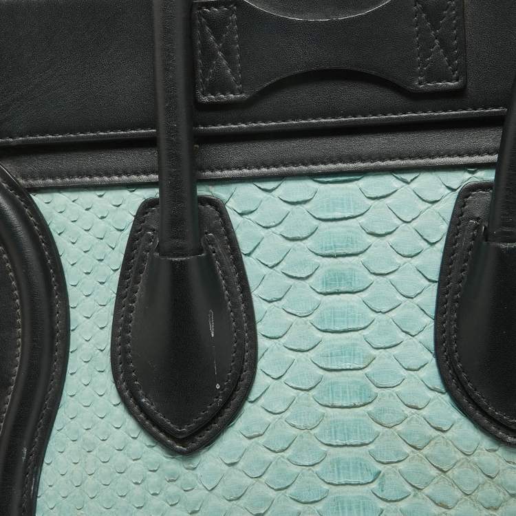 Pre Owned Celine Multicolor Leather and Python Micro Luggage Tote