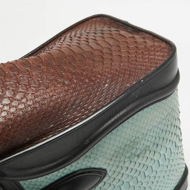 Pre Owned Celine Multicolor Leather and Python Micro Luggage Tote
