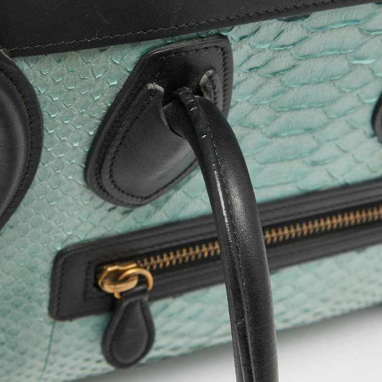 Pre Owned Celine Multicolor Leather and Python Micro Luggage Tote