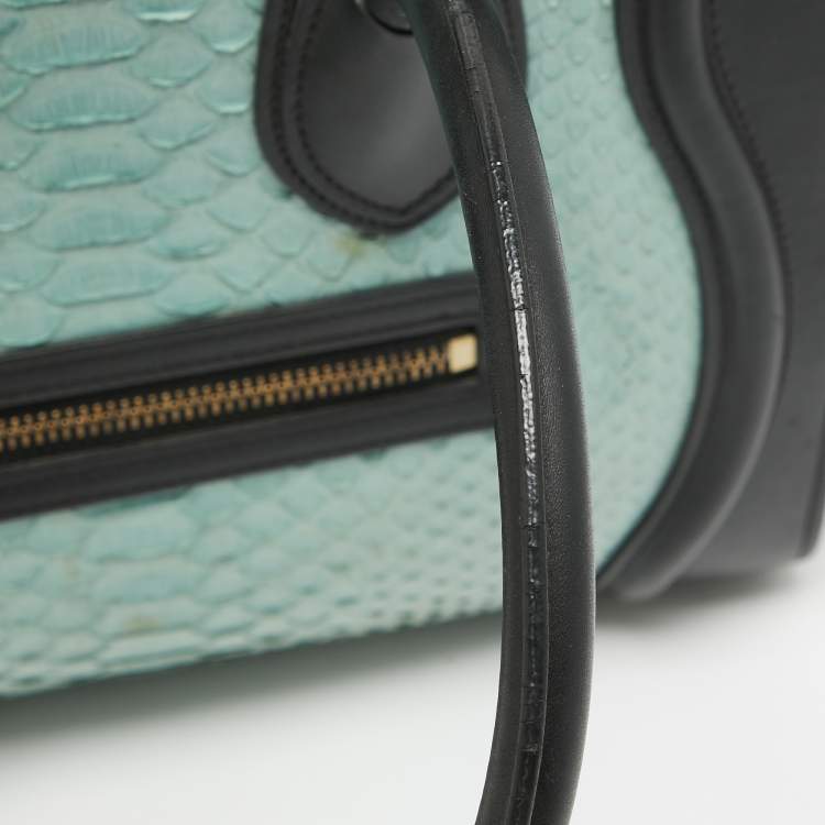 Pre Owned Celine Multicolor Leather and Python Micro Luggage Tote