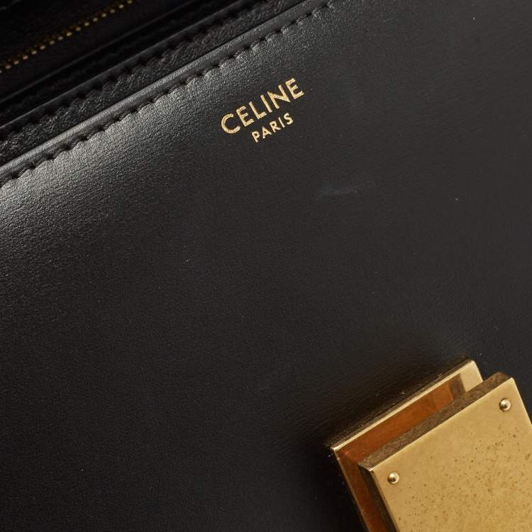 Pre Owned Celine Black Leather Medium Classic Box Shoulder Bag