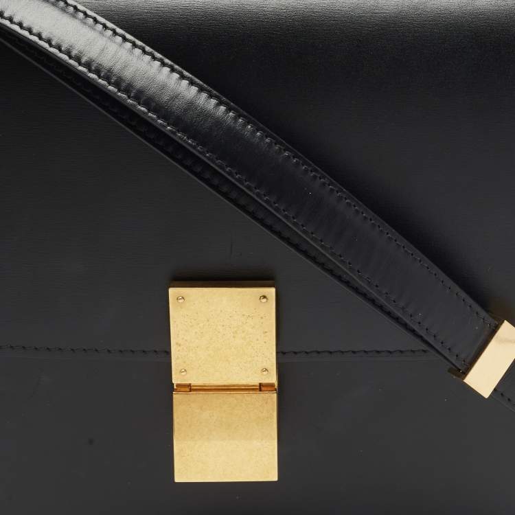 Pre Owned Celine Black Leather Medium Classic Box Shoulder Bag