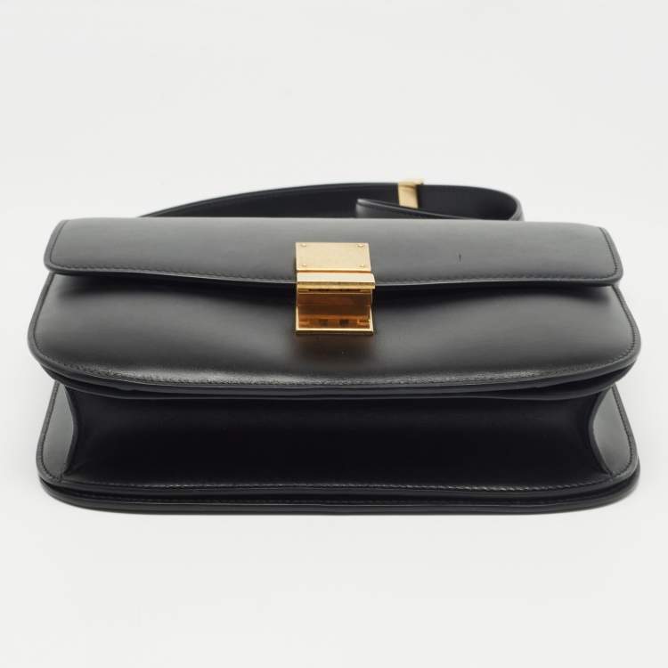 Pre Owned Celine Black Leather Medium Classic Box Shoulder Bag