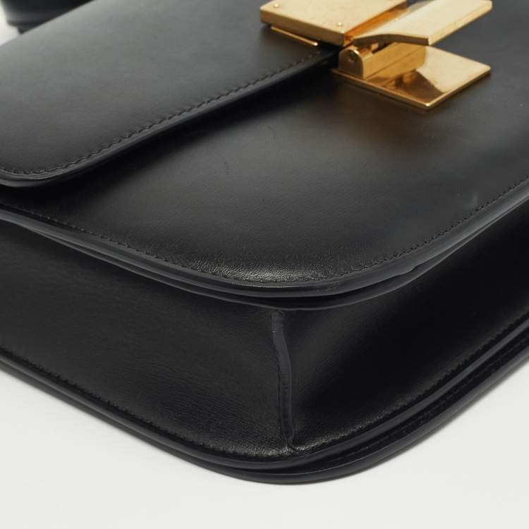 Pre Owned Celine Black Leather Medium Classic Box Shoulder Bag
