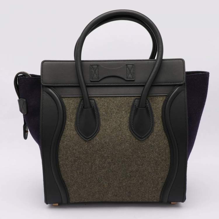 Pre Owned Celine Multicolor Leather and Felt Micro Luggage Tote