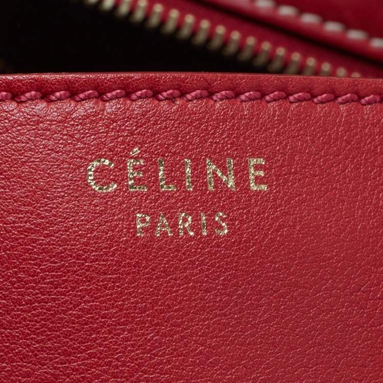 Pre Owned Celine Red Leather Envelope Luggage Tote