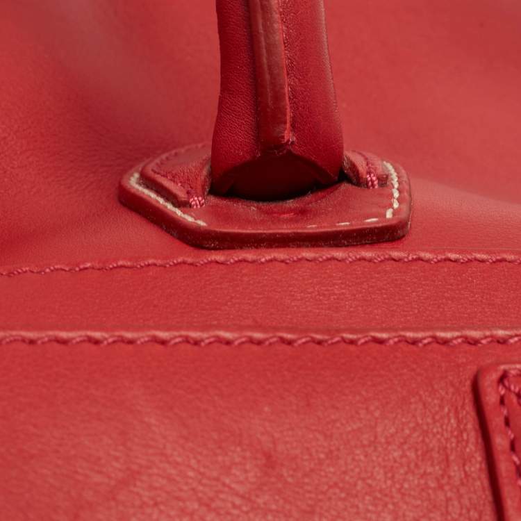 Pre Owned Celine Red Leather Envelope Luggage Tote