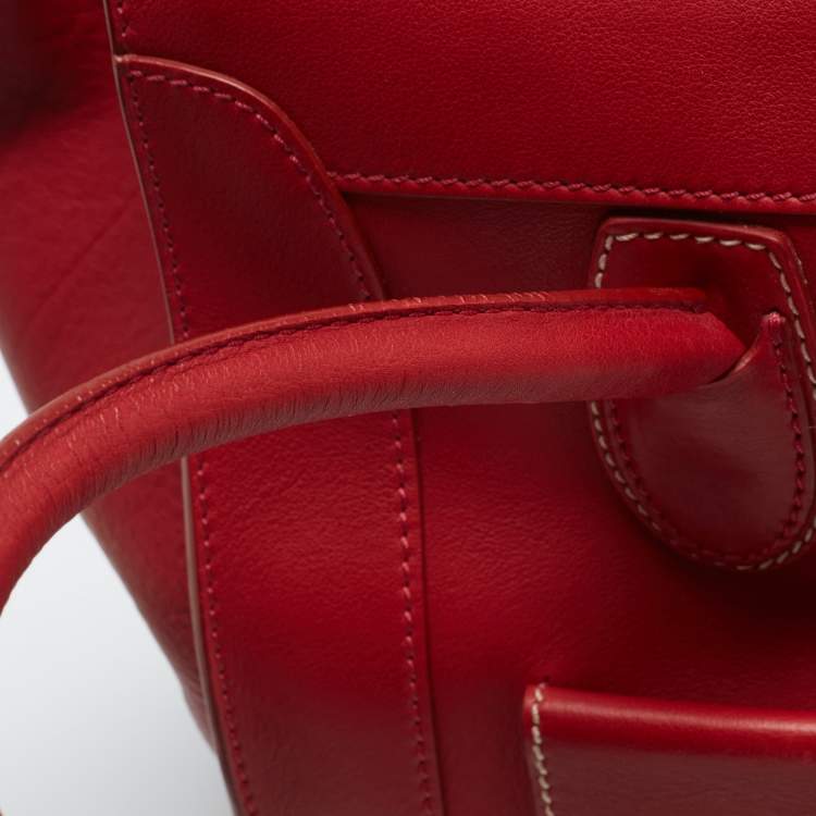 Pre Owned Celine Red Leather Envelope Luggage Tote