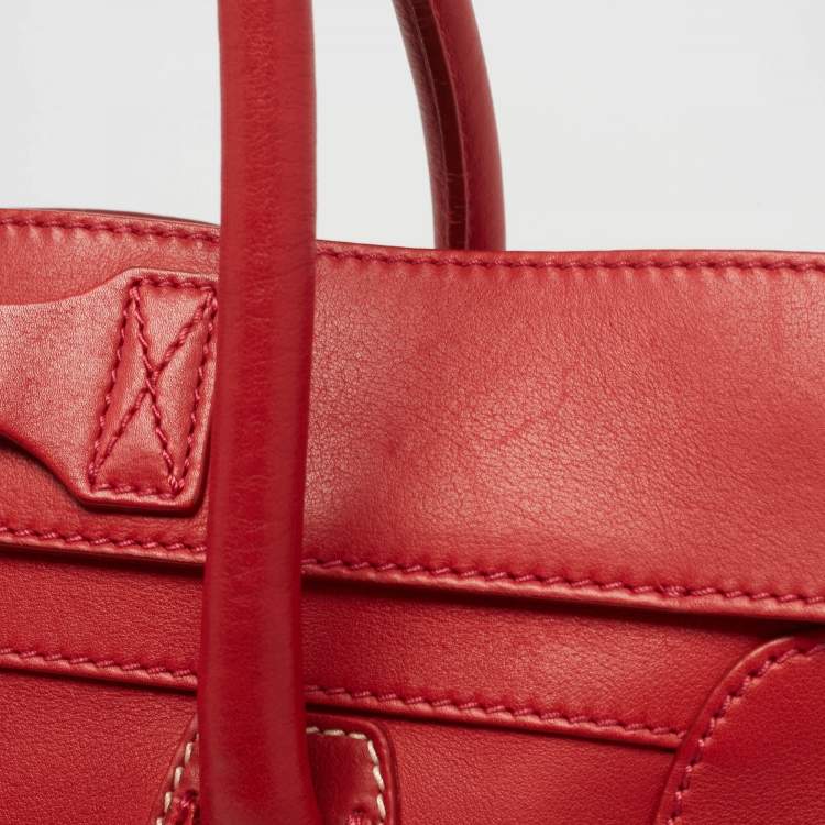 Pre Owned Celine Red Leather Envelope Luggage Tote
