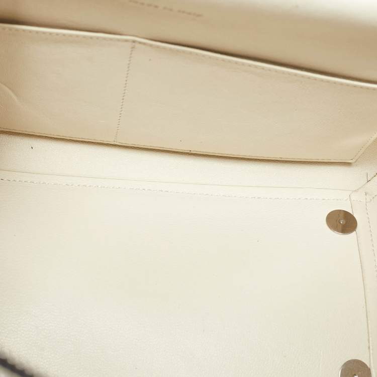 Pre Owned Celine Black/Off White Leather and Canvas Mini Belt Top Handle Bag