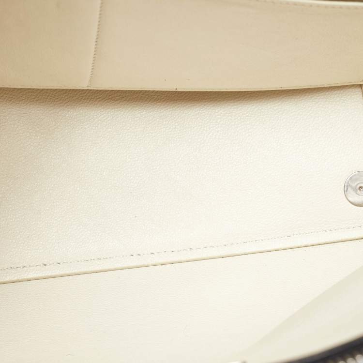 Pre Owned Celine Black/Off White Leather and Canvas Mini Belt Top Handle Bag