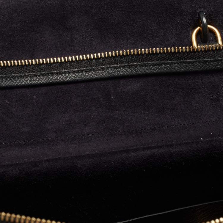 Pre Owned Celine Black Leather Micro Belt Top Handle Bag